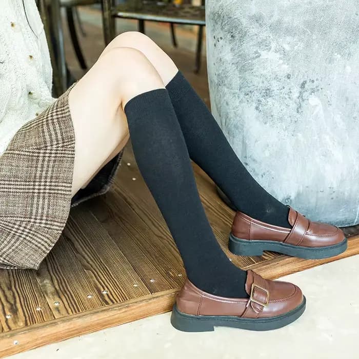 Harajuku rétro femmes coton hiver longues chaussettes hautes décontracté JK épais chaud dame cadeau Ancora rouge noir jaune gris école fille