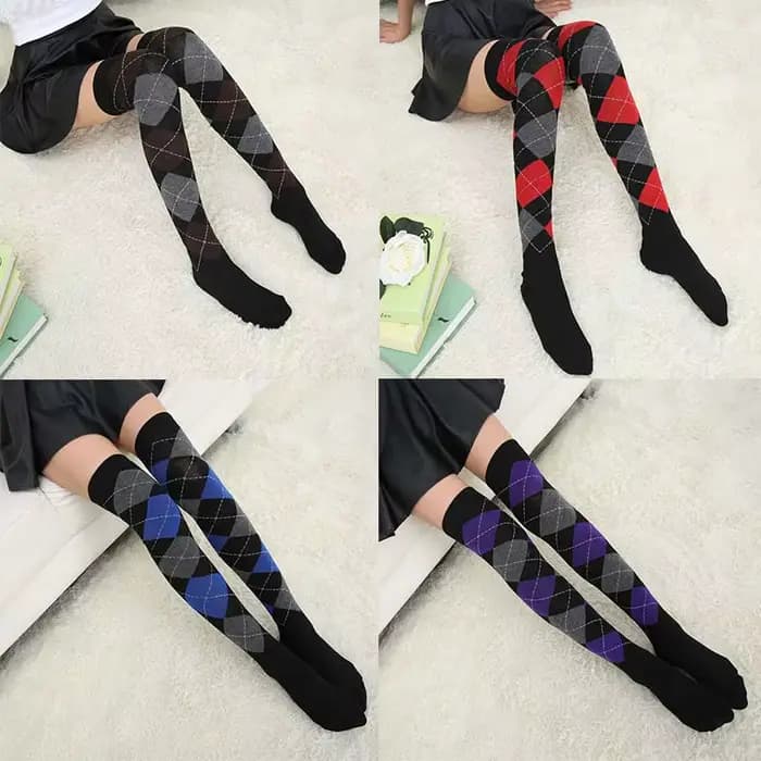 Chaussettes à carreaux de diamant pour femmes