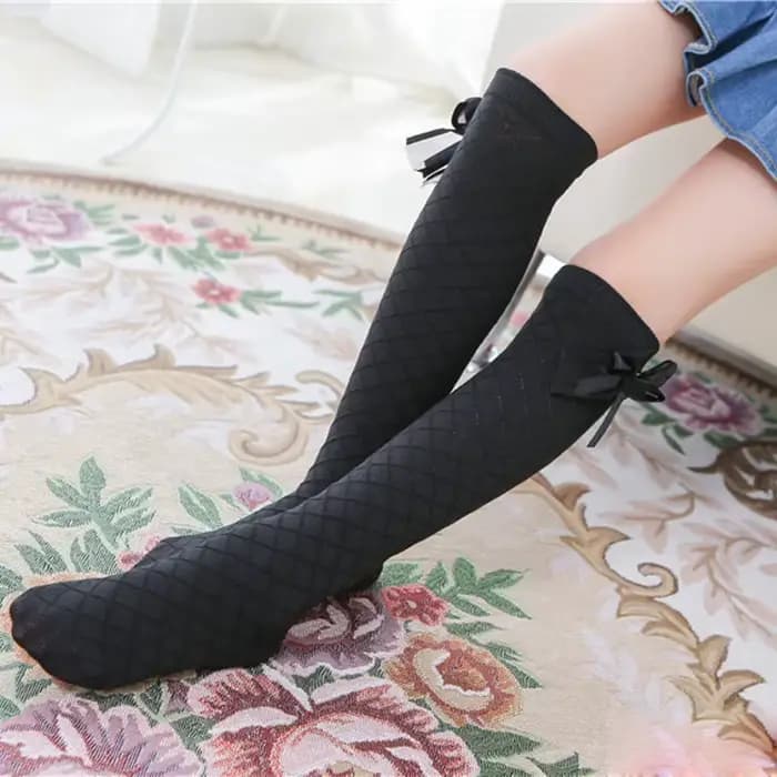 Chaussettes hautes à nœud papillon pour filles
