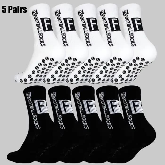 5 paires de chaussettes de Football antidérapantes noires pour hommes