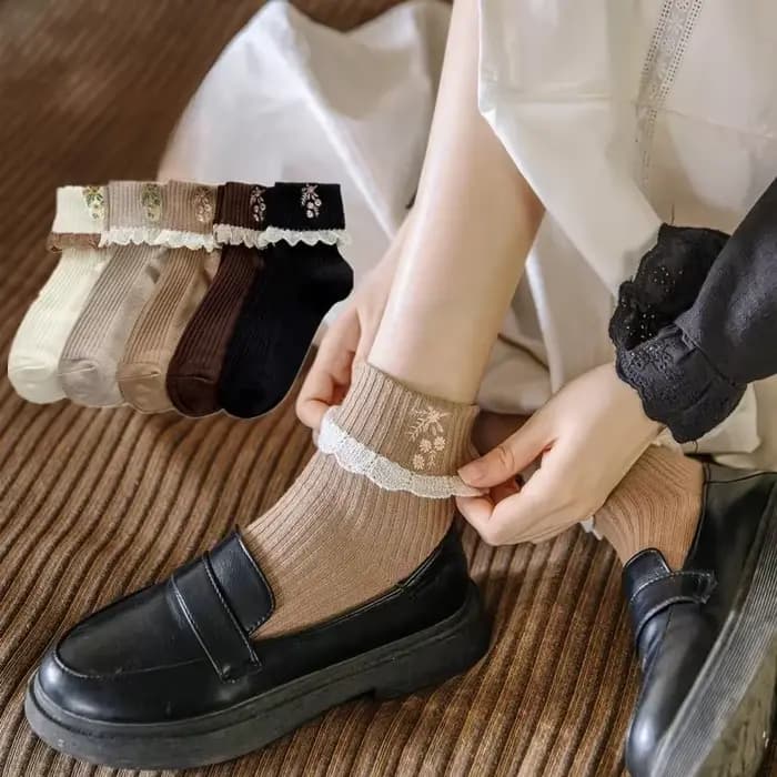 JK Lolita Chaussettes à volants de style japonais pour femmes
