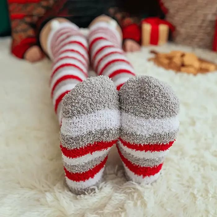 Chaussettes Tube Elk bonhomme de neige femmes nœud père noël corail polaire dames bonneterie coton mollet