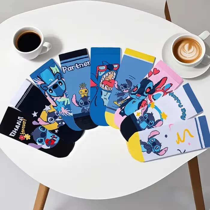 Bandai 5 paire/pack Anime Lilo Stitch série chaussettes point thème cheville chaussette