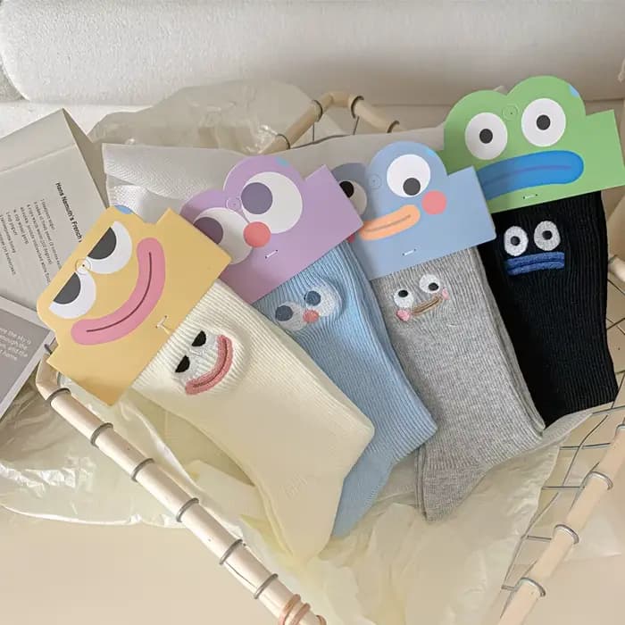 Chaussettes pour femmes, broderie coréenne, coton de haute qualité, mignonnes, drôles, kawaii, tendance, confortables, pour filles, vente en gros