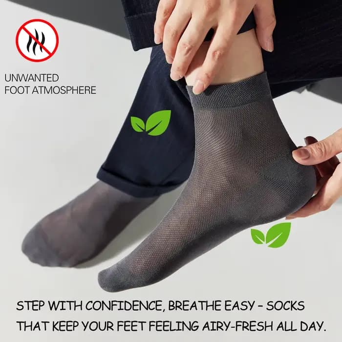 Chaussettes mi-mollet en soie de mûrier et mélange modal pour hommes, maille respirante d'été, antibactériennes, anti-odeur, chaussettes d'affaires noires fines