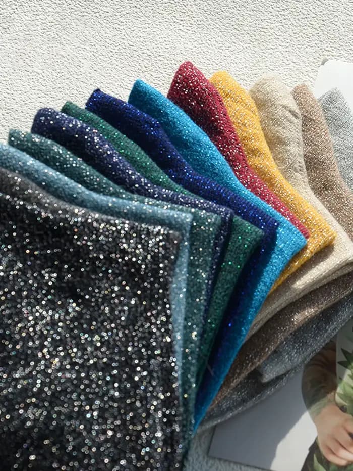 3/5/10/15 paires de chaussettes à paillettes de couleur unie aléatoires