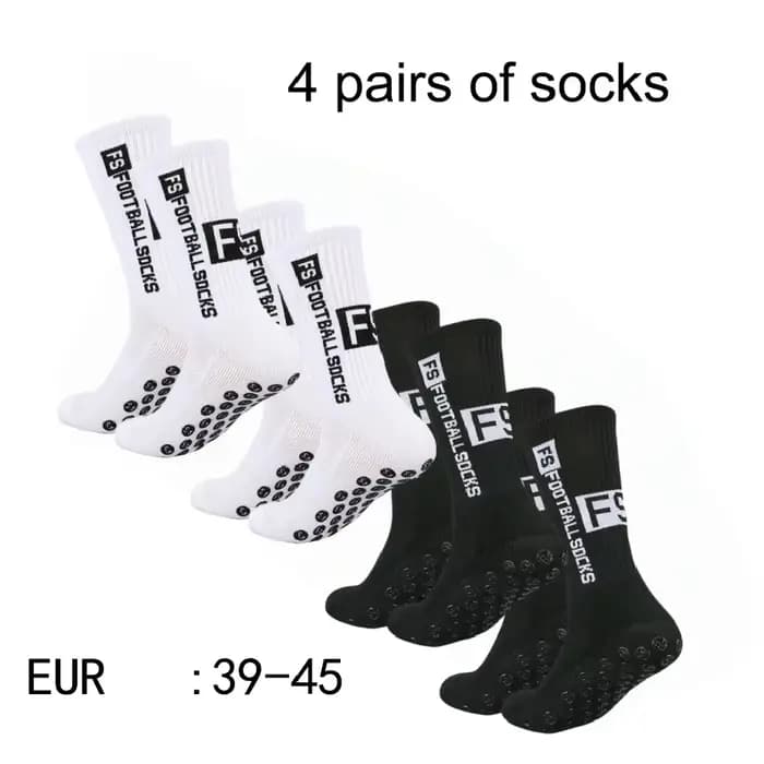 4 paires de chaussettes de football pour hommes avec poignée