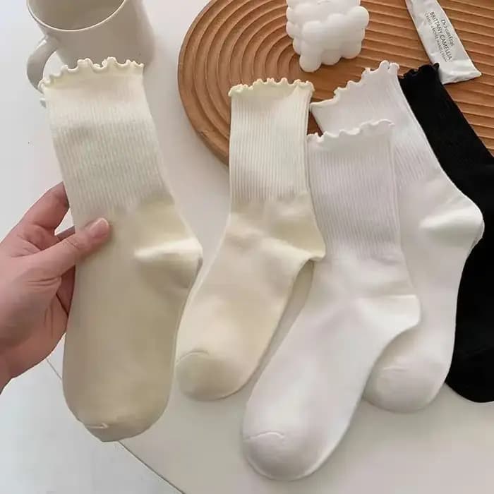 1/3/5 paires coton volants cheville chaussettes femmes Lolita mignon Kawaii coréen bas fille printemps noir blanc moyen Tube japonais Sox