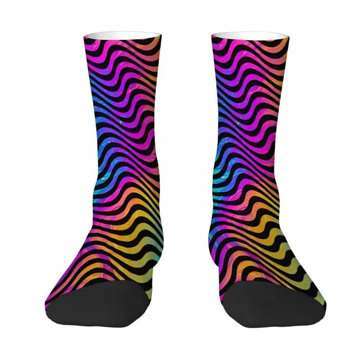 Chaussettes pour hommes à motif ondulé rétro psychédélique