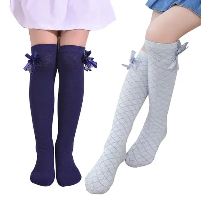 Chaussettes hautes à nœud papillon pour filles