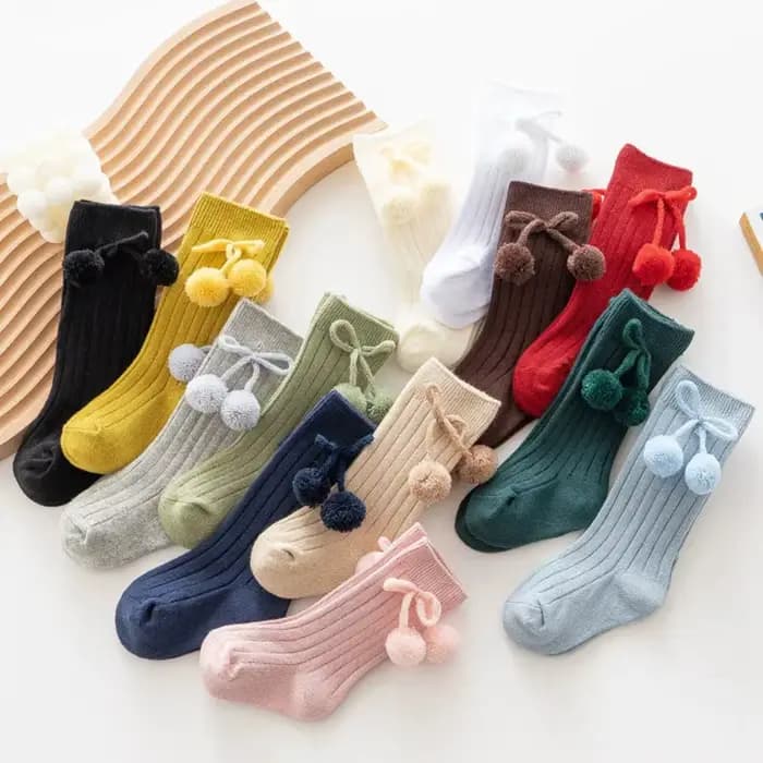 Chaussettes bébé coton solide doux longues