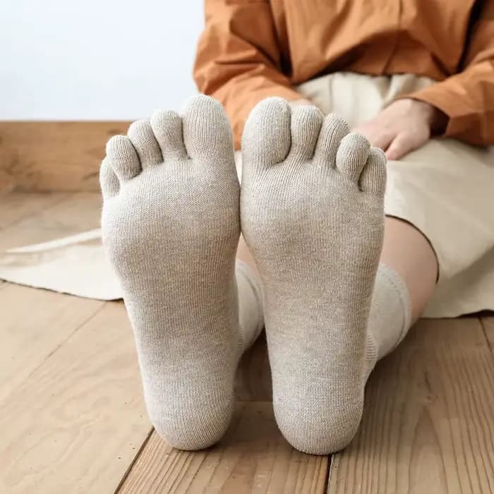 Chaussettes Courtes 100 Coton à Cinq Doigts pour Femme