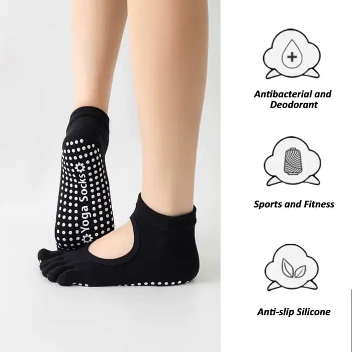 Chaussettes de Yoga dos nu à cinq orteils pour femmes