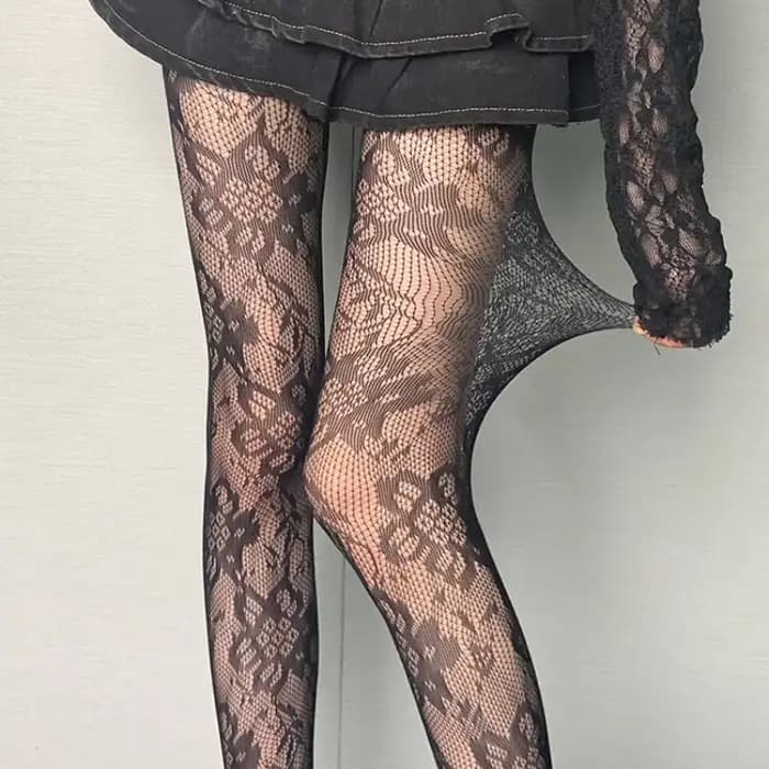 Collants en dentelle florale pour femmes