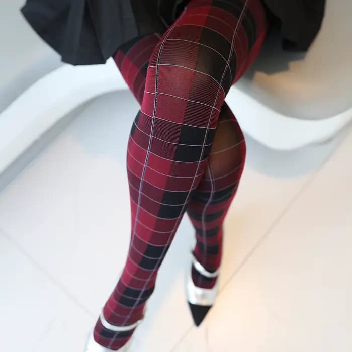 Collants à imprimé écossais tendance pour femmes, style collège, bas à carreaux classiques, rétro japonais, chaussettes sexy pour le bas du corps