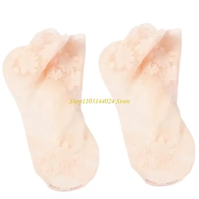 N5ke Casual Flower Lace en dentelle Chaussettes pour femmes Tissure en mailles légères Antislip Soue à basse coupe Hosiery
