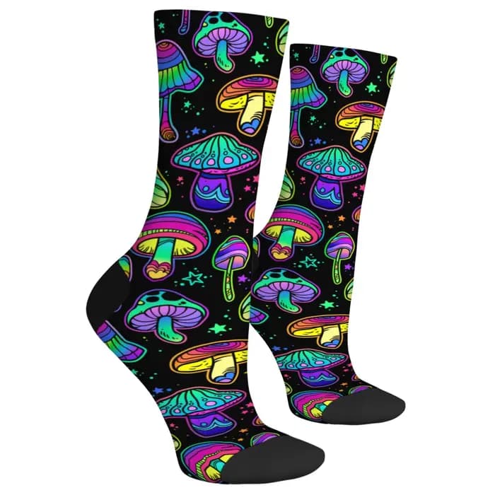 Chaussettes champignon arc-en-ciel rétro mode hommes