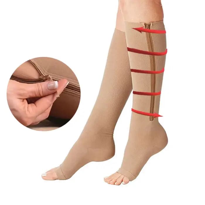 Bas de Compression sport pression longues chaussettes de cyclisme fermeture éclair professionnel jambe soutien épais femmes varices chaussettes