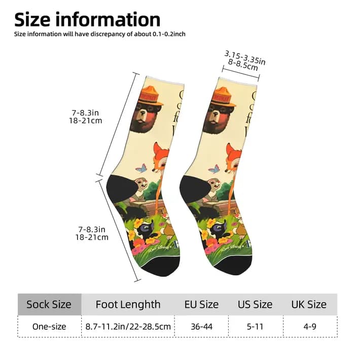 Adultes hommes chaussettes Bambi dessin animé bas anti-dérapant qualité chaussettes automne à la mode personnalisé Sports de plein air chaussettes