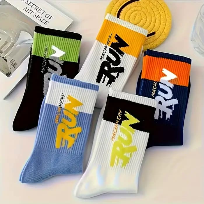 5/10 paires de chaussettes mi-hautes pour hommes