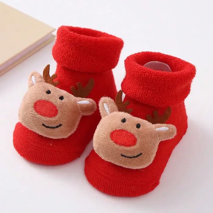 Chaussettes pour enfants pour filles et garçons, antidérapantes, en coton imprimé, chaussettes de noël pour nouveau-nés, vêtements courts pour nourrissons