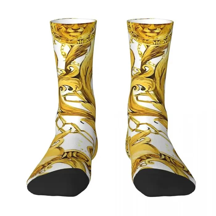 Chaussettes à motif de fleurs de discussion dorées pour hommes