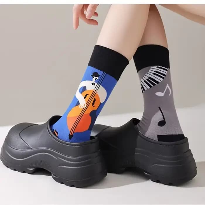 1 paire homme femmes chaussette originale AB marée chaussettes Van Gogh phare animaux marins chaussettes quatre saisons unisexe pour cadeau d'anniversaire