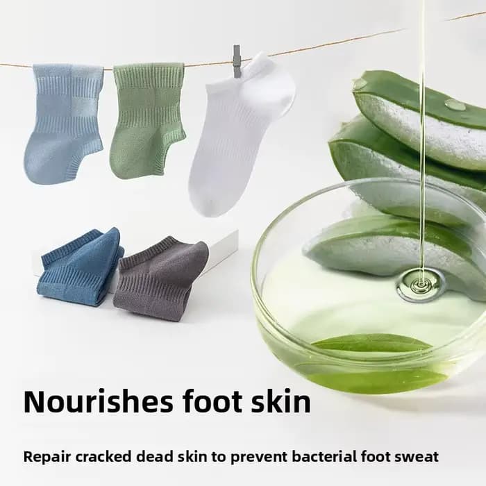 Chaussettes courtes antidérapantes pour hommes 100% coton antibactériennes