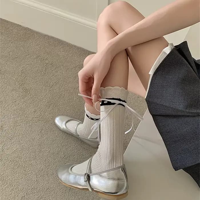 Chaussettes à froufrous en coton pour femmes