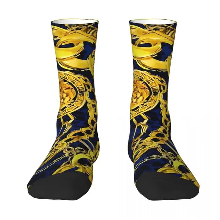 Chaussettes coordonnantes à motif de fleurs dorées personnalisées