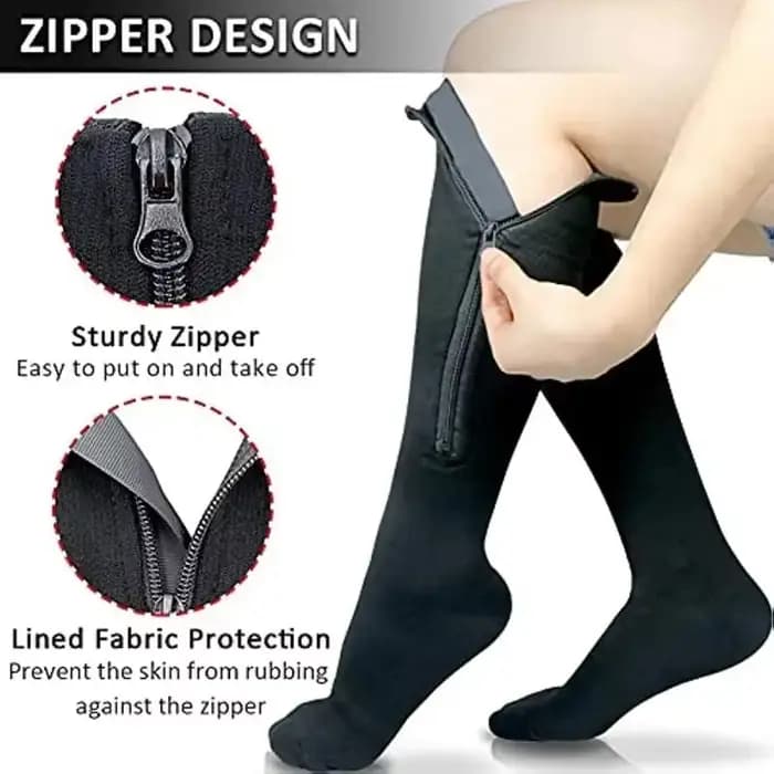 1 paire de chaussettes de Compression à fermeture éclair pour femmes et hommes, soulagement de la douleur, bas extensibles, chaussettes de sport à Compression, Support de Yoga