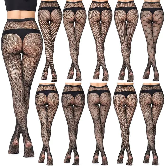 Bas résille collants à motifs en dentelle