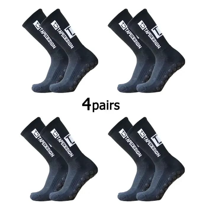 4 paires/lot 2024 nouveau ANTI SLIP Tapedesign chaussettes de Football mi-mollet antidérapant