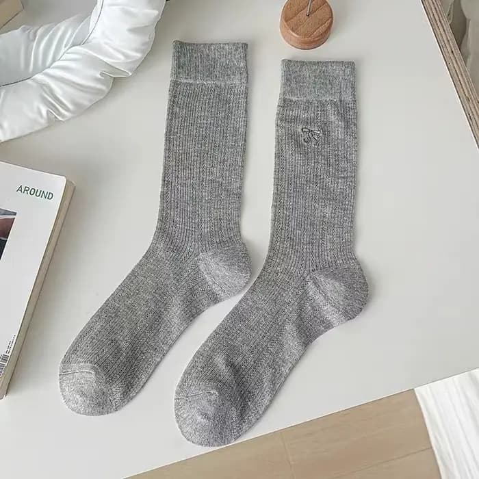 1/5 paires de chaussettes grises à nœud papillon pour femmes