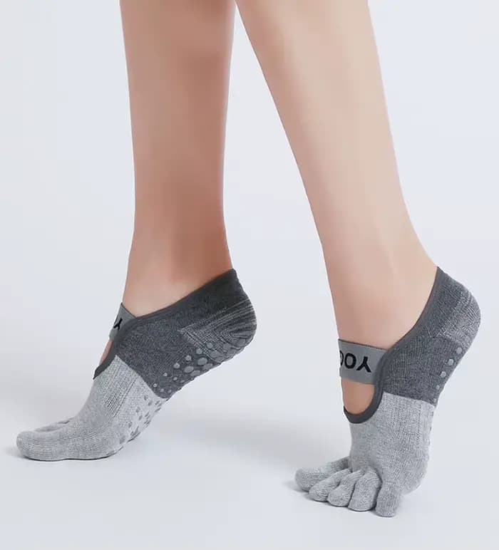 Chaussettes de Yoga à cinq doigts en Silicone