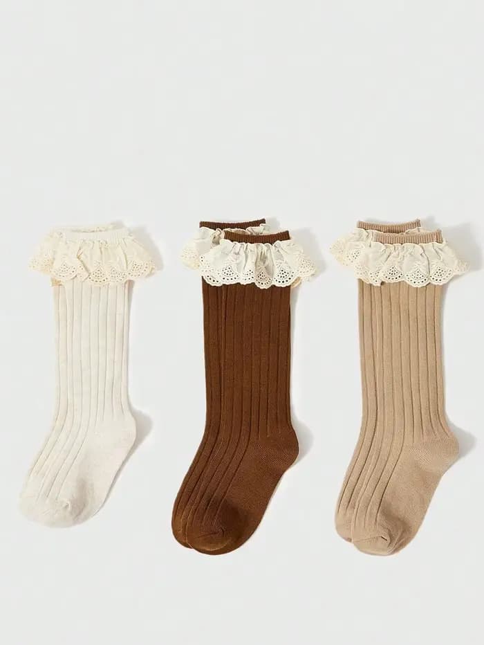 3 paires de chaussettes hautes pour bébés filles