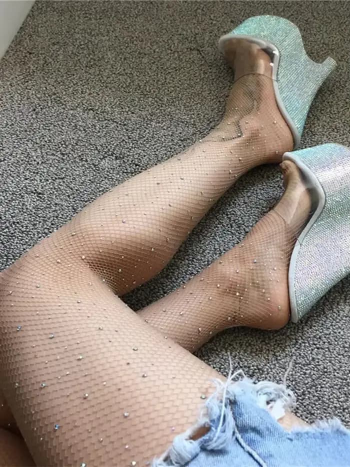 Bas résille brillants pour femmes