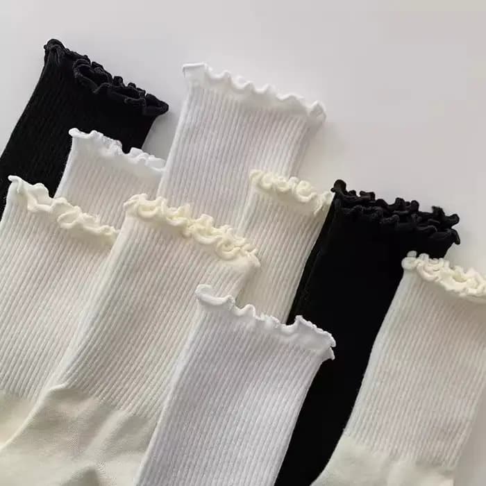 1/3/5 paires coton volants cheville chaussettes femmes Lolita mignon Kawaii coréen bas fille printemps noir blanc moyen Tube japonais Sox