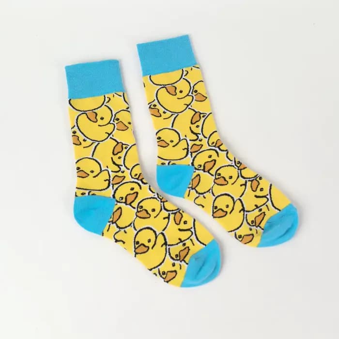 1 paire de chaussettes mi-mollet en canard jaune vif
