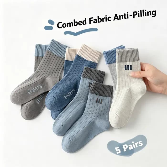 5 paires de chaussettes de sport pour enfants, simples et élégantes, adaptées à toutes les saisons, douces et confortables, chaussettes pour garçons, design à rayures verticales