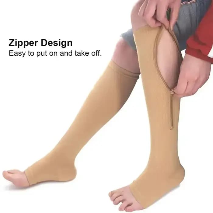 Chaussettes de compression à fermeture éclair pour femmes et hommes, bas robustes à fermeture éclair pour améliorer la circulation sanguine, soulage la douleur et le gonflement, 1 paire