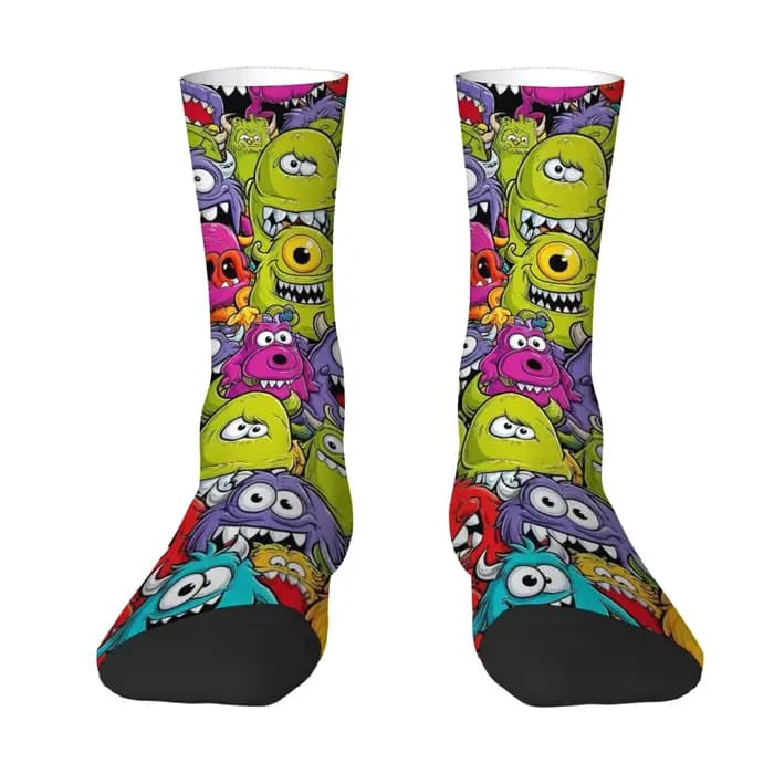 Chaussettes pour hommes motif monstre mignon de dessin animé