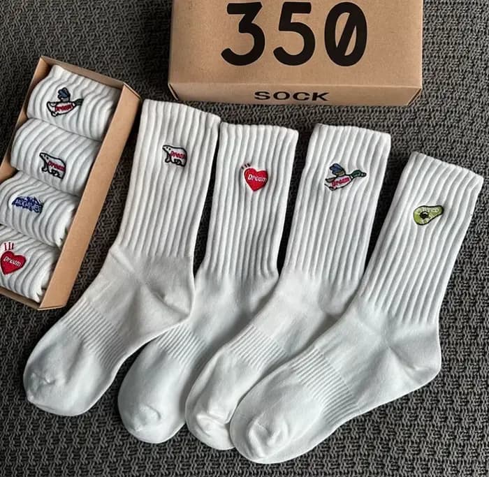 4 paires/boîte chaussettes femme boîte-cadeau printemps été mode broderie livraison gratuite articles cadeaux drôles