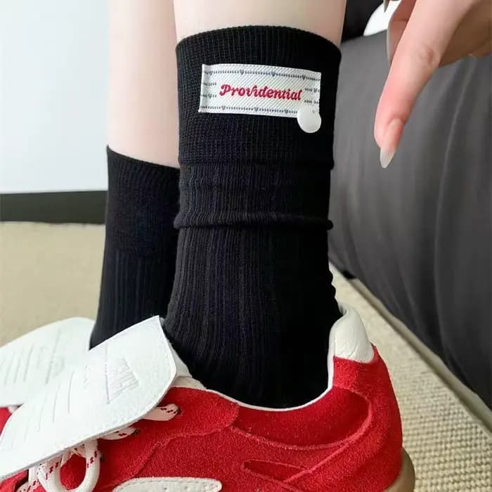 1/3 paires printemps automne femmes bouton étiquette mi Tube chaussette à la mode doux Style coréen