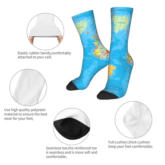 Chaussettes vintage avec carte du monde