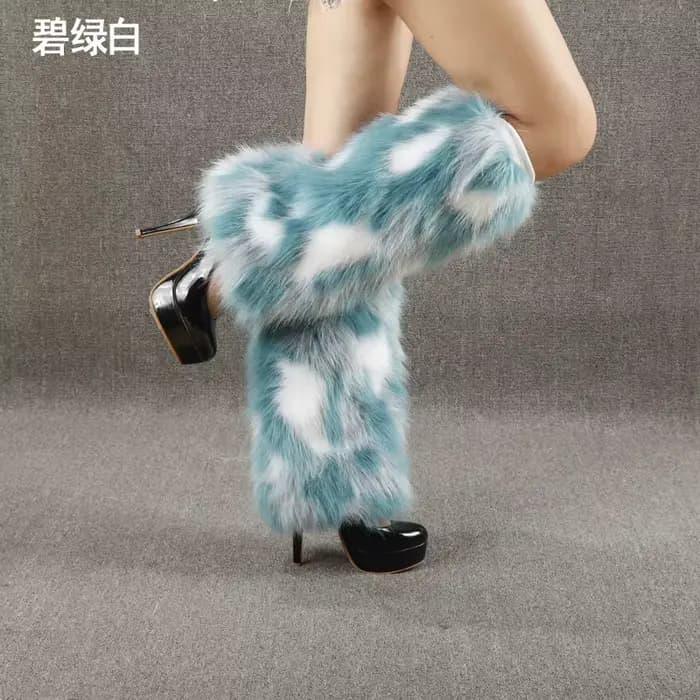 Jambières en fausse fourrure blanche