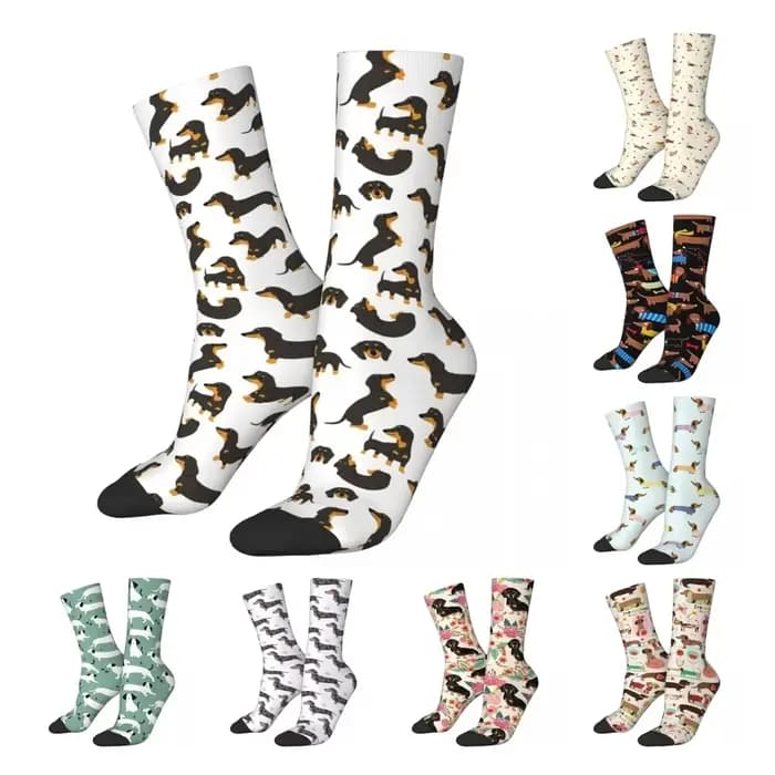 Heureux drôle hommes chaussettes décontracté teckel chaussette cadeau pour Animal chien amoureux Sport femmes bas printemps été automne hiver