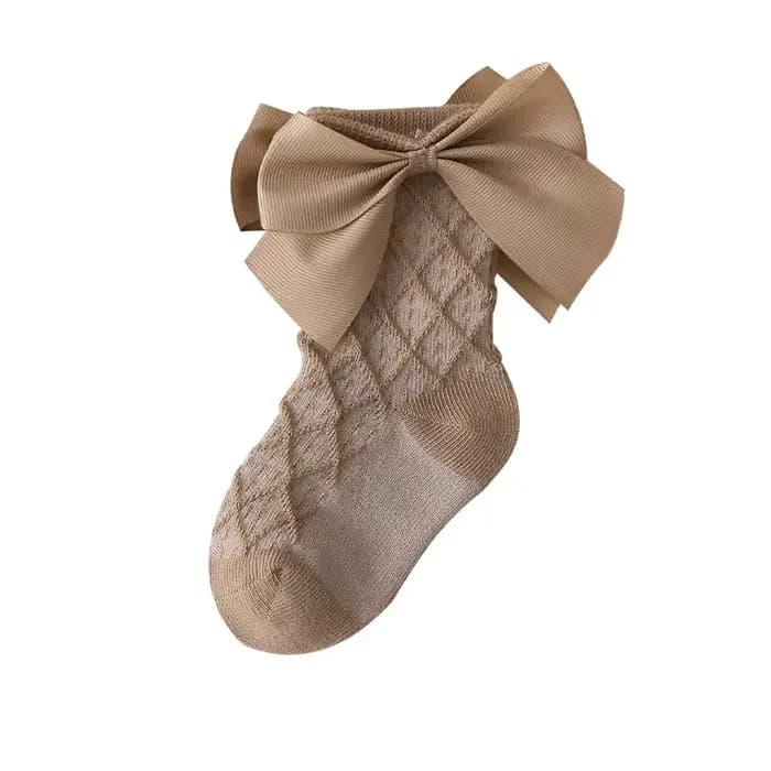 Chaussettes en coton à gros nœud pour filles