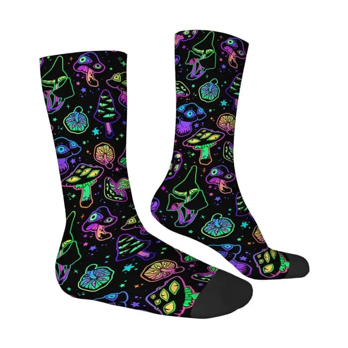 Chaussettes néon motif champignon démon