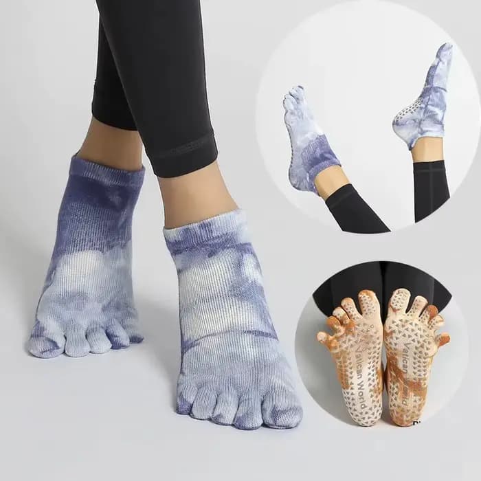 Chaussettes de Yoga femmes coton Silicone antidérapant Barre Pilates chaussettes Ballet danse chaussettes de sport cinq orteils chaussettes Fitness chaussettes multicolores